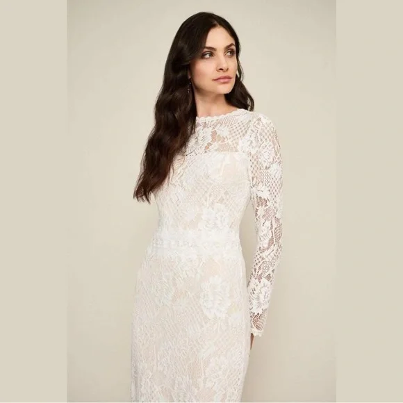 TADASHI SHOJI - LACE LONG-SLEEVE FITTED DRESS